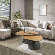 Salontafel set van 2 visgraad Elva teakhout - frame metaal