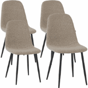 Set van 4 Scandinavische Eetkamerstoelen Latte Bouclé Stof Swift - Zon...