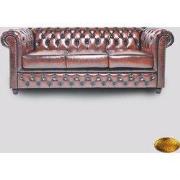 Chesterfield Bank Original Leer | 1 + 2 + 3 zits | Antiek Bruin | 12 j...