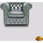 Chesterfield Bank Original Leer | 1 + 2 + 3 zits | Antiek Groen | 12 j...