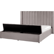NOYERS  - Tweepersoonsbed - Grijs - 180 x 200 cm - Fluweel