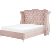 AYETTE  - Tweepersoonsbed - Pastelroze - 180 x 200 cm - Fluweel