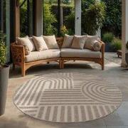 Berlin Outdoor - Japandi - Rond - Beige - Buitenkleed Tuin - Weerbeste...