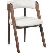 LABEL51 Eetkamerstoel Sasha - Wit - Boucle - Walnoot Houten Frame