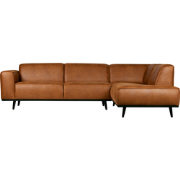 WOOOD Statement Hoekbank Rechts - Ecoleer - Cognac - 77x274x210