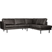 WOOOD Rodeo Hoekbank Rechts - Eco-leder - Zwart - 85x266x86/213