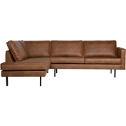 WOOOD Rodeo Hoekbank Links - Recycle Leer - Cognac - 85x266x86