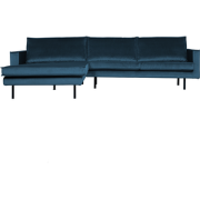 WOOOD Rodeo Chaise Longue Links - Velvet - Blauw - 85x300x86/155