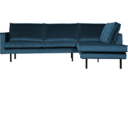 WOOOD Rodeo Hoekbank Rechts - Velvet - Blauw - 85x266x86/213
