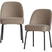 WOOOD Vogue Eetkamerstoelen - Fluweel - Khaki - Set van 2