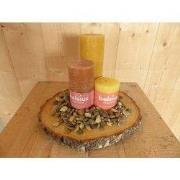 Kaarsen set Bolsius 3 stuk Honing kleurige tinten met rieviersteentjes