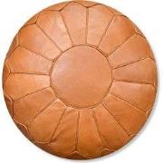 Premium Leren Poef Zandbruin - Handgemaakt en stijlvol - Gevuld geleve...