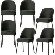 WOOOD Vogue Eetkamerstoelen - Fluweel Zwart - Set van 6