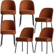 WOOOD Vogue Eetkamerstoelen - Fluweel - Roest - Set van 6