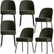 WOOOD Vogue Eetkamerstoelen - Fluweel - Donkergroen - Set van 6