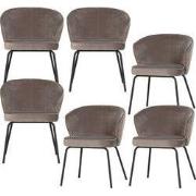 WOOOD Admit Eetkamerstoelen - Fluweel - Khaki - Set van 6