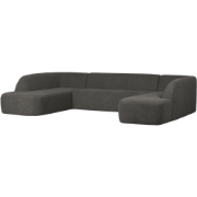 WOOOD Sloping U-Vorm Bank - Polyester - Grijs/Zwart - 77x339x225