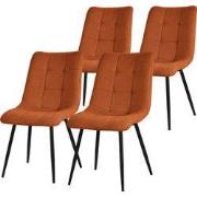 Eetkamerstoelen set van 4 oranje keukenstoelen met polyester hoes en s...