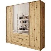 Meubella - Kledingkast Kaelum - Eiken - 206 cm - Met spiegel