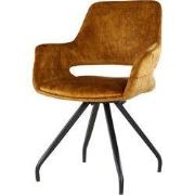 Livingfurn - Eetkamerstoel Capp Oker - Stof - 61x61x83,5 - 2 stuks