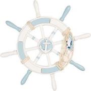 Clayre & Eef Decoratie Ø 34x3 cm Wit Blauw MDF