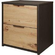 Meubella - Nachtkastje Augustus - Eiken - Zwart - 44 cm - Set van 2