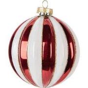 Clayre & Eef Kerstbal Ø 10x11 cm Rood Wit Glas