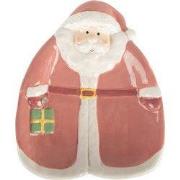 Clayre & Eef Ontbijtbord Kerstman 20x16x4 cm Roze Keramiek