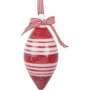 Clayre & Eef Kerstbal Ø 6x12 cm Rood Wit Glas