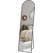 MISOU Passpiegel - Zwart - Wandspiegel  -Staand - met Standaard - Lang...