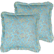 AMOENA  - Sierkussen set van 2 - Turquoise - 45 x 45 cm - Katoen