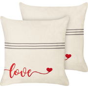 PLUMERIA - Sierkussen set van 2 - Beige - 45 x 45 cm - Katoen