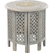 JAGORI - Bijzettafel - Lichtgrijs - Mangohout
