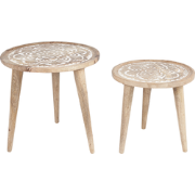 SAKITA - Bijzettafel set van 2 - Lichte houtkleur - Mangohout
