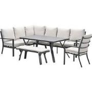 Sergio aluminium lounge-diningset - 8-persoons - links - zand