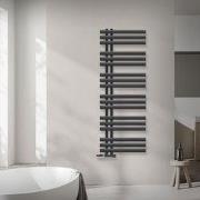 Badkamerradiator middenaansluiting 500x1400 mm antraciet met muuraansl...