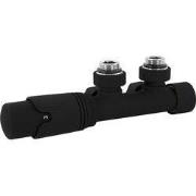 Kranenset Multiblock zwart hoekvorm incl. LuxeBath thermostaatkop