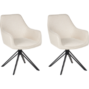 JODAR - Eetkamerstoel set van 2 - Lichtbeige - Stof