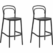 PORANO - Barkruk set van 2 - Zwart - Kunststof