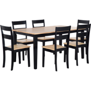 GEORGIA - Eetkamerset - Zwart  - Rubberhout