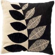 DANEE - kussenhoes 45x45 cm - bladmotief - gerecycled - Raven - zwart