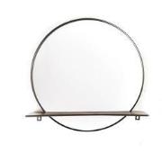 Mirror - Round - Metal - With Shelf - Black- Ø40cm