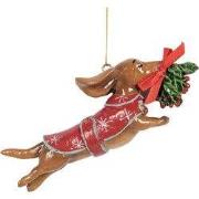 Clayre & Eef Kersthanger Hond 12x2x4 cm Bruin Kunststof