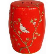 Fine Asianliving Keramische Kruk Rood Papegaai Handgemaakt - Kaelin