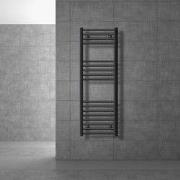 Badkamerradiator Sahara 400x1200 mm antraciet gebogen met zijaansluiti...