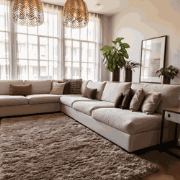 Hoogpolig vloerkleed Fender taupe - Polyester