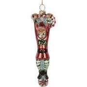 Clayre & Eef Kersthanger Elf 4x2x13 cm Rood Glas