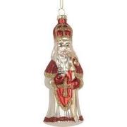 Clayre & Eef Kersthanger Kerstman 5x5x15 cm Rood Glas
