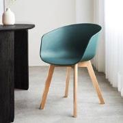 Scandinavische Eetkamerstoel Herning Groen – Kunststof Kuip – Beukenho...