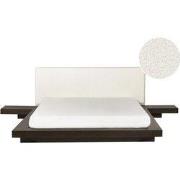 ZEN - Tweepersoonsbed - Donkerhout - 160 x 200 cm - Bouclé